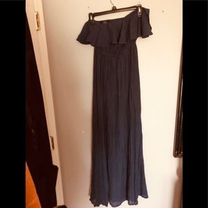 Iris Navy Blue Size S Off the Shoulder Long Dress